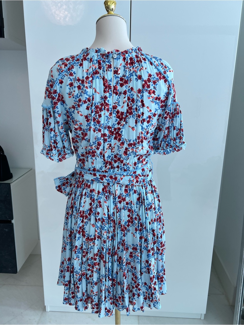 Poupette St Barth Blue Floral Wrap Tie-Waist Mini Dress - Picture 2 of 3